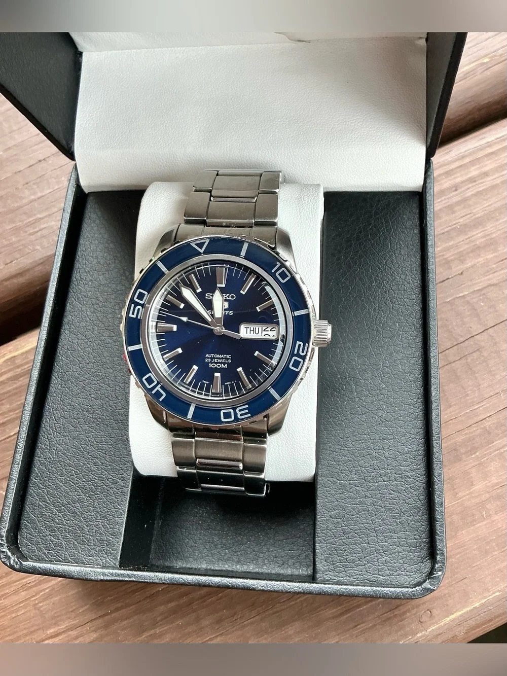 Seiko 5 Sports Men's Blue Stainless Steel Automatic Watch🔥🔥